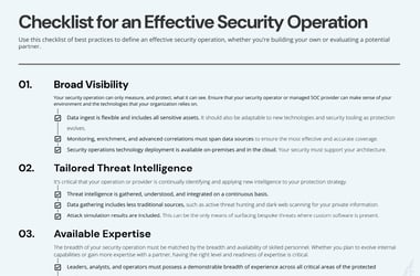 Checklist for an Effective Security Operation