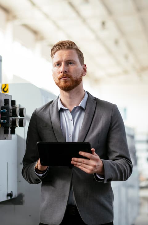 man with tablet