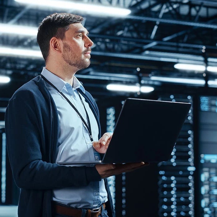 Man working in data center